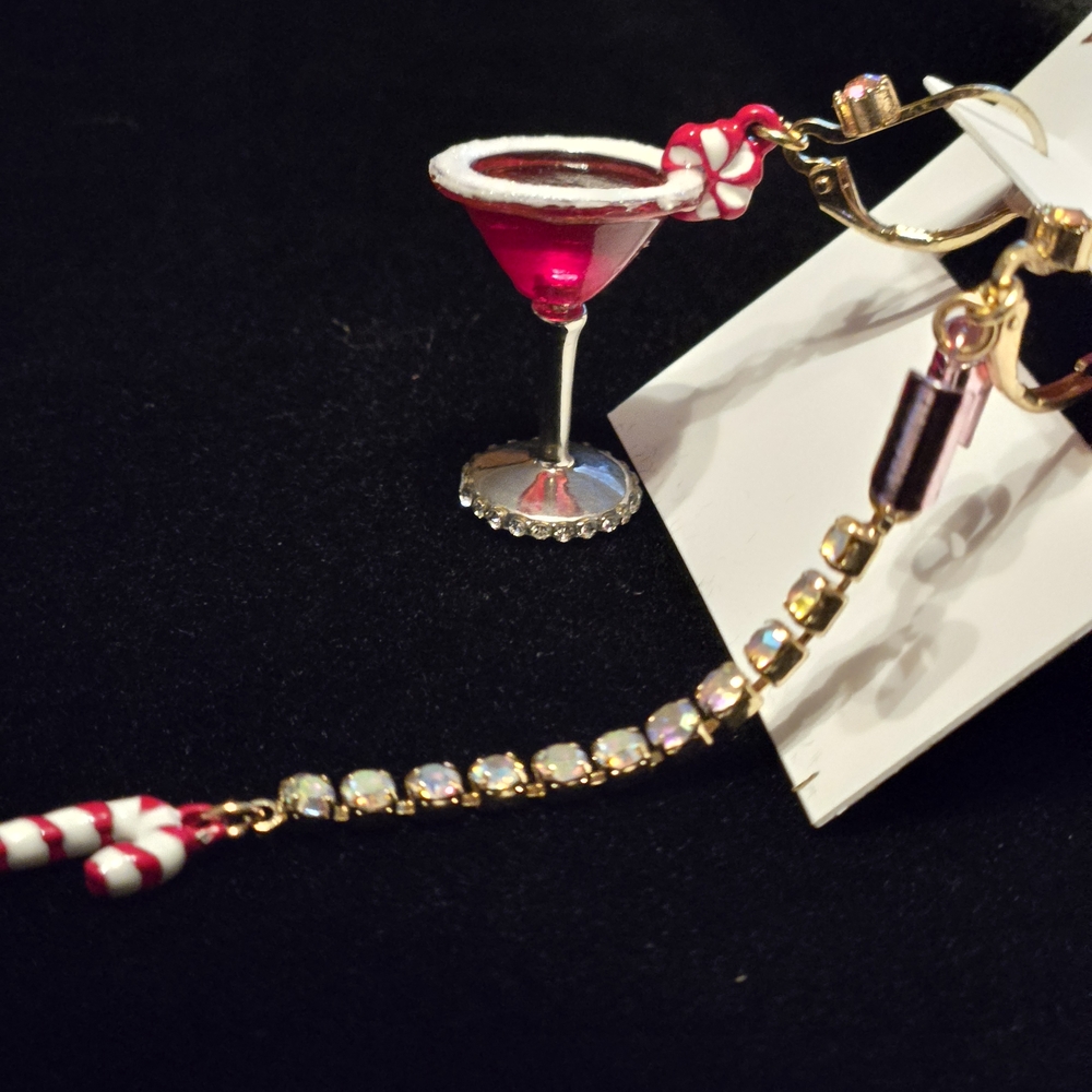 Betsey Johnson Red and Gold Cocktail Earrings